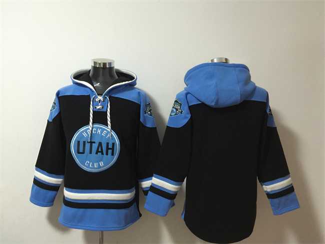 Men's Utah Hockey Club Blank Black Blue Ageless Must-Have Lace-Up Pullover Hoodie,We sell and wholesale Men's Utah Hockey Club Blank Black Blue Ageless Must-Have Lace-Up Pullover Hoodie on line form chian!